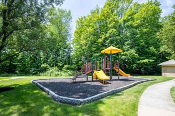 Playground with a yellow canopy